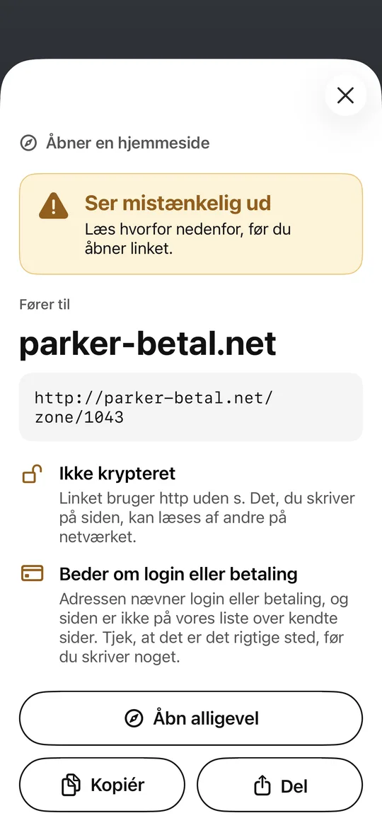 En advarsel med en forklaring i almindeligt sprog.